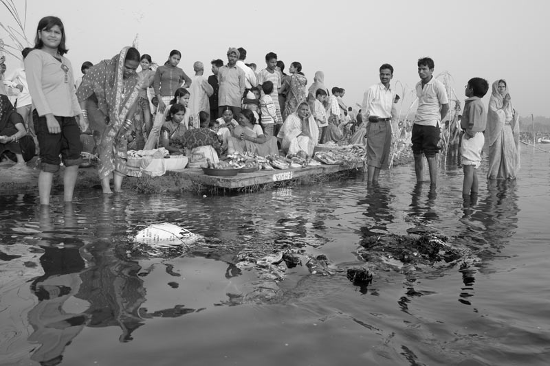 Challenges Impacting the Connection between Water and Religion - devotees struggling to perform Chhath Puja in the scanty waters of degraded Yamuna river in North-East district, National Capital Territory of Delhi